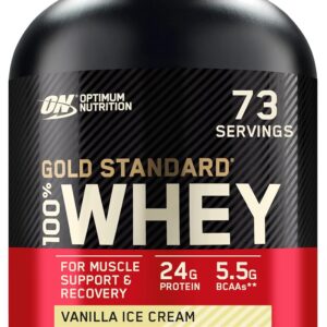 Gold standard 100% whey protein Vanilla ice cream flavored